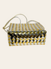 Bottega Veneta Small Loop Metallic Intrecciato Lambskin Shoulder Bag Silver Gold — top-down view showing the zip-top closure and dual straps.