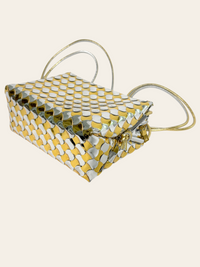 Small Loop Metallic Intrecciato Lambskin Shoulder Bag Silver Gold 7