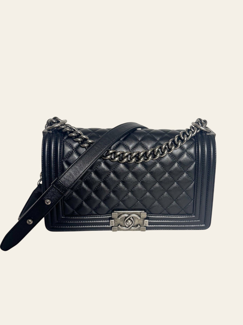 Boy Medium Black Lambskin
