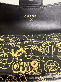 Calfskin Crocodile Embossed Graffiti 2.55 Reissue Flap Card Holder Black Gold 5