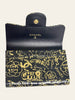 Chanel Calfskin Crocodile Embossed Graffiti 2.55 Reissue Flap Card Holder Black Gold — interior view: wider view showing the card slots and snap closure.