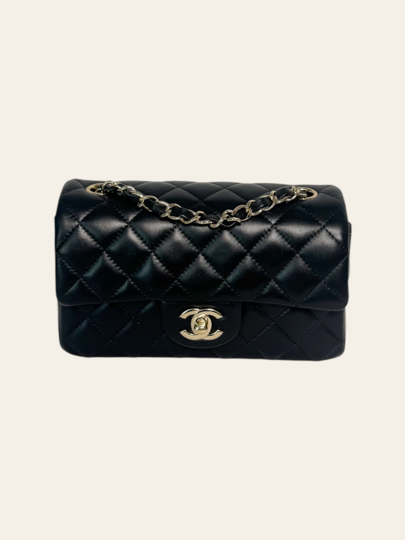 Mini Rectangular Flap Black Lambskin