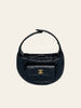Chanel Polly Pocket Hobo Black Caviar — front view of the Chanel Polly Pocket Hobo in black caviar leather, with its signature exterior flap pocket and gold CC clasp.