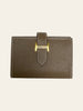 Hermès Béarn Mini Wallet Etoupe Epsom Gold Hardware — front view in Etoupe Epsom leather with the signature 'H' tab closure in gold hardware.