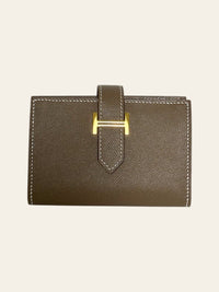 Béarn Mini Wallet Etoupe Epsom Gold Hardware 1