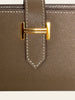 Hermès Béarn Mini Wallet Etoupe Epsom Gold Hardware — detail: close-up of the gold 'H' clasp closure.