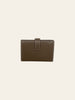 Hermès Béarn Mini Wallet Etoupe Epsom Gold Hardware — back view showing the plain gusseted panel with the tab strap looped through.
