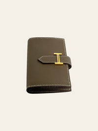 Béarn Mini Wallet Etoupe Epsom Gold Hardware 4