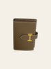 Hermès Béarn Mini Wallet Etoupe Epsom Gold Hardware — side profile view showing the gusseted spine.