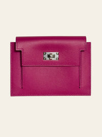 Kelly Pocket Compact Wallet Rose Pourpre Epsom 1