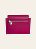 Hermès Kelly Pocket Compact Wallet Rose Pourpre Epsom — back view showing the exterior zip pocket with a padlock-shaped zip pull.