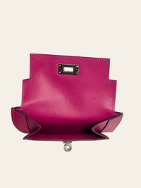 Kelly Pocket Compact Wallet Rose Pourpre Epsom 4