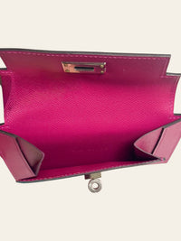 Kelly Pocket Compact Wallet Rose Pourpre Epsom 5