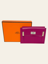 Kelly Pocket Compact Wallet Rose Pourpre Epsom 10
